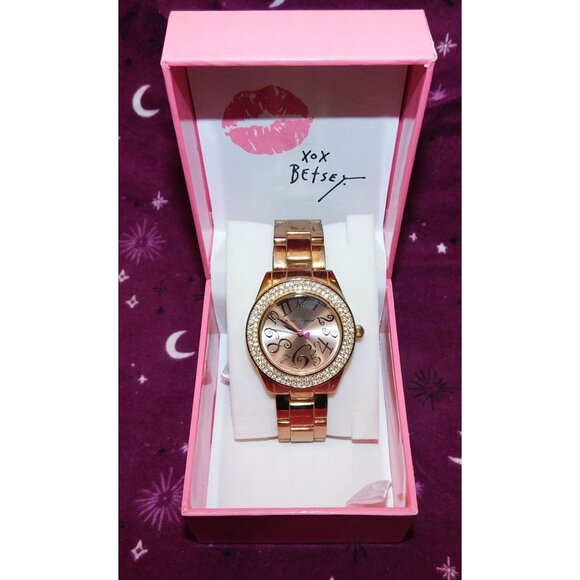 Betsey Johnson Rose Gold Rhinestone Watch main image 8